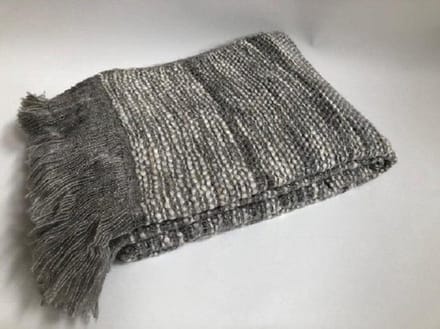 Rocaflor - Super zacht - plaid - echt wol - grijs - wit - omkeerbaar - 130 x 170 cm