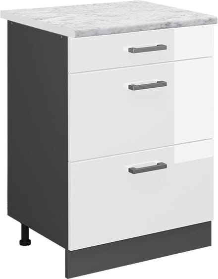 Vicco R-Line Keukenonderkast – 60 cm WB Marmer Wit Hoogglans