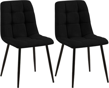 CLP Set van 2 Eetkamerstoelen Tilde - Gestoffeerd - Metalen Onderstel - belastbaar tot 150 kg - Stof/zwart