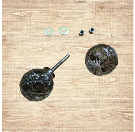 Pack of 2 Retro Ball Glass Knob Chrome