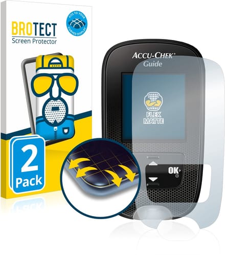 BROTECT - Screenprotector voor Accu-Chek Guide - Folie Beschermfolie matte volledig dekking 2 Stuks
