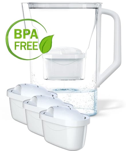Wessper D3 Slim Aquamax 2,7l Waterfilterkannen, set met 3 waterfilters - Wit