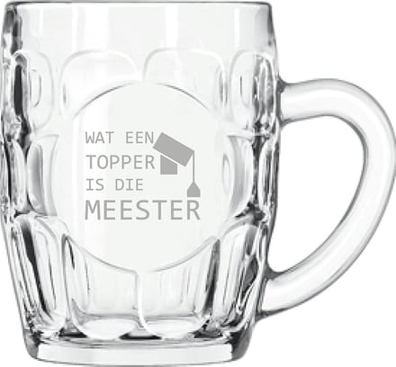 Gegraveerde Bierpul 55cl Wat een topper is die meester