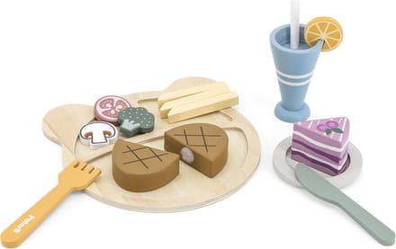 PolarB® Houten lunchset - houten eetset - houten speelgoed vanaf 18+ maanden