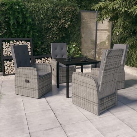 vidaXL - 5-delige - Tuinset - met - kussens - grijs