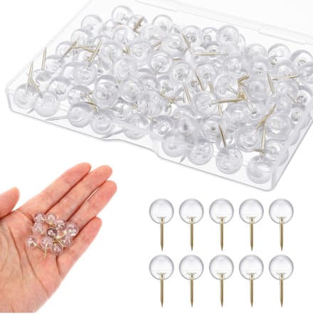 Dailygoods - 100 Transparante Punaises met Opbergdoos - Herbruikbare Prikbordspelden