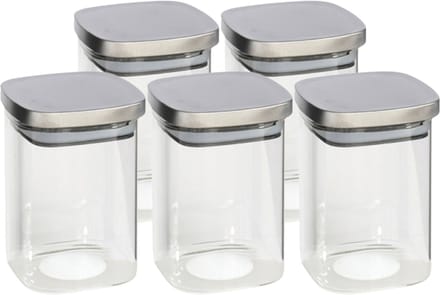 Gerim - Voedsel/etenswaren 5x voorraadpotten 1400ml glas en RVS deksel