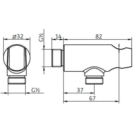 HSK wall connection elbow round with integrated hand shower holder 1100132