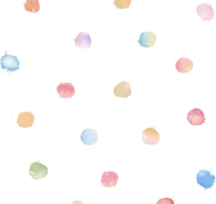 GEKLEURDE STIPPEN BEHANG | Kinderkamer - bont wit blauw geel rood - A.S. Création Little Love