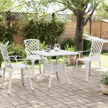 vidaXL - Tuintafel - 80x80x75 - cm - gietaluminium - wit
