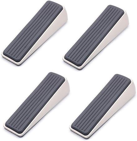 Set van 4 Zware Deurstoppers Zinklegering voor Vloerbevestiging met Antislip Rubberen Buffer