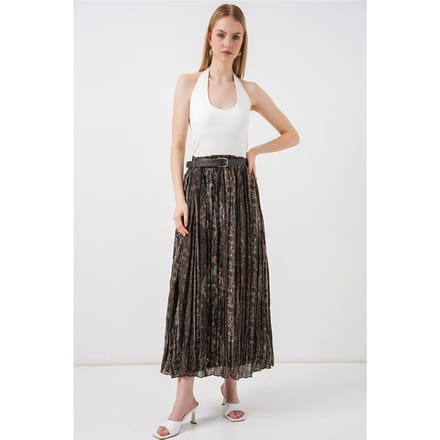 Hoge Taille Paisley Midi A-Lijn Rok