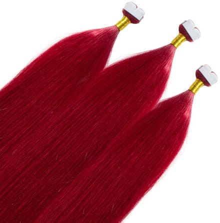 hair2heart Premium Mini Tape Extensions Echt haar - 12 tapes 50 cm Rood
