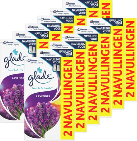 12x Glade Luchtverfrisser Touch & Fresh Navul Duo Lavender 2x10 ml