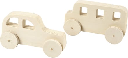 Creotime Auto's Hout 12 X 6 Cm Blank 2 Stuks
