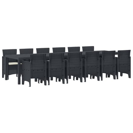 vidaXL - Tuin - Eettafel - Set - 13 - st - Antraciet - Polt - riet