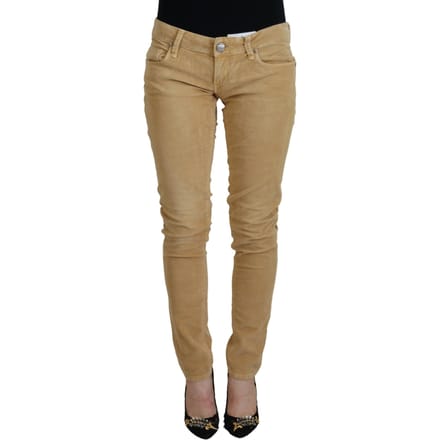Acht Brown Katoen Corduroy Lage Taille Dames Casual Dames Jeans