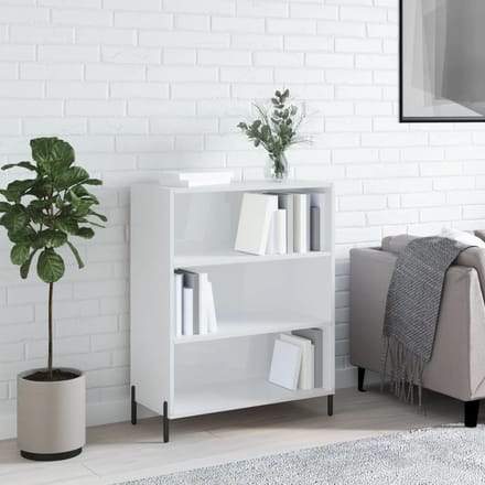 vidaXL - Schappenkast - 69,5x32,5x90 - cm - bewerkt - hout - hoogglans - wit