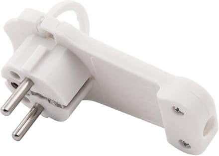 Geaarde Hoekstekker Extra Vlak met Handgreep en Trekontlasting - Wit