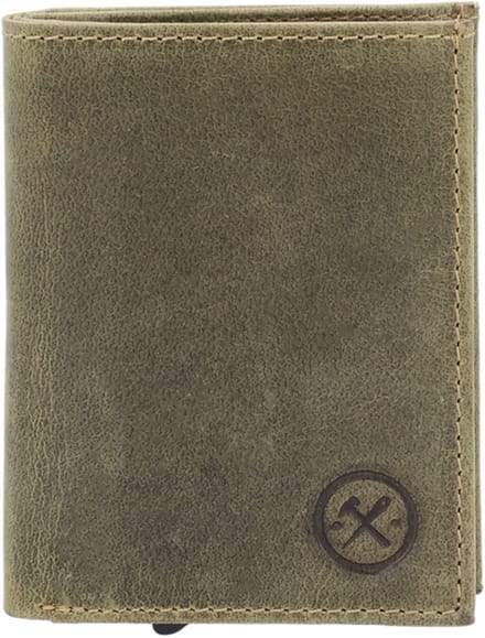 Hide & Stitches Leren Pasjeshouder - Heren Portemonnee - Safety Wallet - Olive Groen
