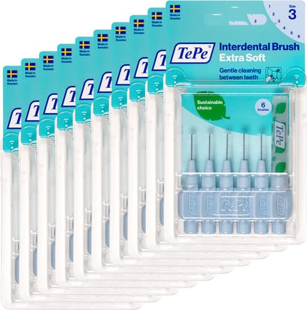 10x TePe Ragers Extra Zacht 0,6 mm Lichtblauw 6 stuks