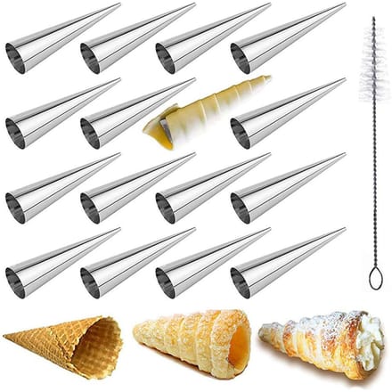 Lot de 16 moules à crème en acier inoxydable pour pâtisserie white