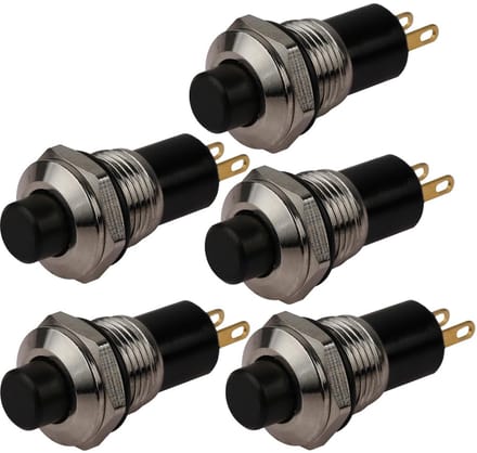 5 Stuks Mini Drukknop Schakelaars Zelfremmend DC 24V 10mm Montage Ø