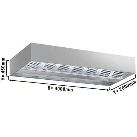 GGM Gastro Induktions-Deckenhaube - 4000mm - ohne Motor - mit Filter