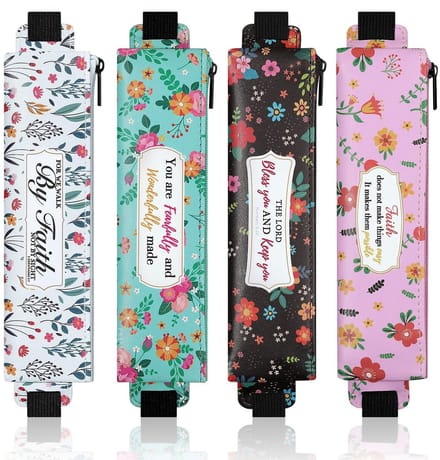 Dailygoods- Etui Elastisch - Pennenkoker - Verstelbare Elastiek - Zippered Compartment - 4 Stuks - Ruimte voor 3-4 Pennen