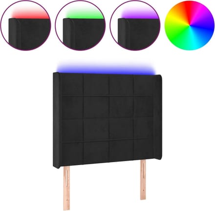 vidaXL - Hoofdbord - LED - 93x16x118/128 - cm - fluweel - zwart