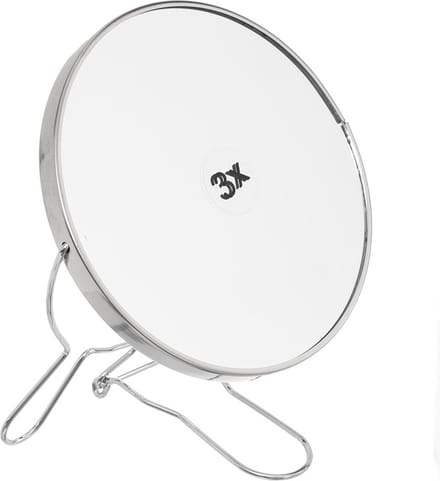 Scheer- & Make-up Spiegel Ø 14 cm - Metaal - 1 kant 3X vergrotend.