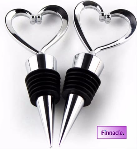 Finnacle - "2x Hartjesvormige Wijnflesstoppers - Perfect Valentijnsdagcadeau!"