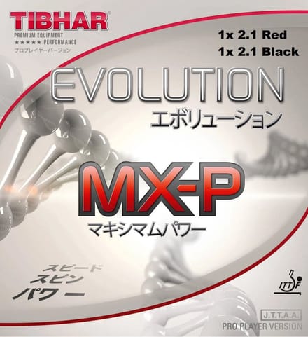 Tibhar - Evolution MX-P - 1x Rood 2.1 + 1x Zwart - 2.1 - Promo Package - Tafeltennis Rubbers