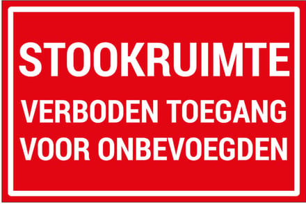 Stookruimte verboden toegang voor onbevoegden sticker | 30 x 20 cm