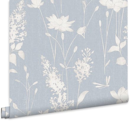 Laura Ashley Dragonfly Garden Behang - Bloemen - 10mx52cm - Blauw