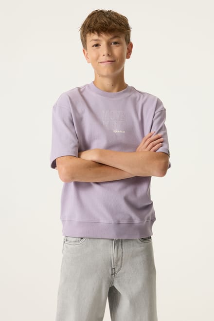 GARCIA Jongens Tekst Print T-shirt Paars Lange mouw