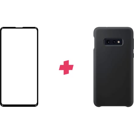Bundel: Samsung Galaxy S10e screenprotector + Zwart Siliconen hoesje