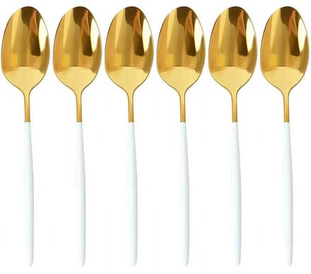 Kadirelli Tafellepel - Set van 12 - RVS lepels - Soeplepels - Goud/Wit