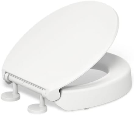 Verhoogde Toiletbril met Rustig Sluiten en Ronde Voorkant - Wit