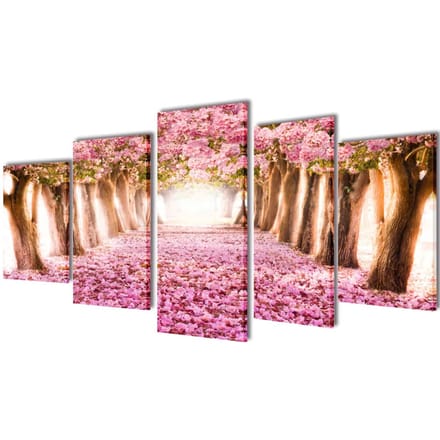 vidaXL - Canvas - muurdruk - print - set - kersenbloesem - 200 - x - 100 - cm