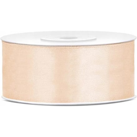 PartyDeco - Satijn lint cream/ivoor 25mm/rol 25m