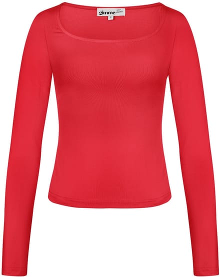 Nauwsluitende Polyester Vrouwen Lange Mouw Crop Top - Rood - Maat M
