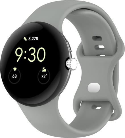Strap-it Siliconen Classic smartwatch bandje geschikt voor Google Pixel Watch 5 (45 mm) / 4 (45 mm) / 3 (45 mm) - Grijs