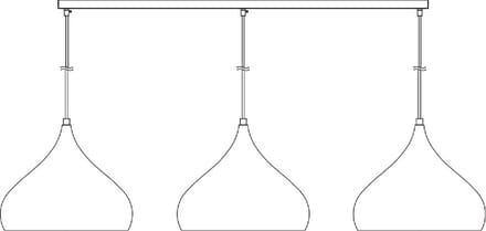 Losse opbouw basis voor pendels 3x, zwart, 90cm