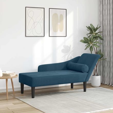 vidaXL - Chaise - longue - met - kussens - fluweel - blauw