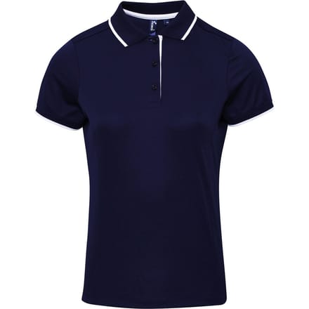Premier Dames/dames Contrast Coolchecker Poloshirt (Marine / Wit)