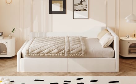 Slaapbank 140x200 met Opbergruimte - Beige - Linnen