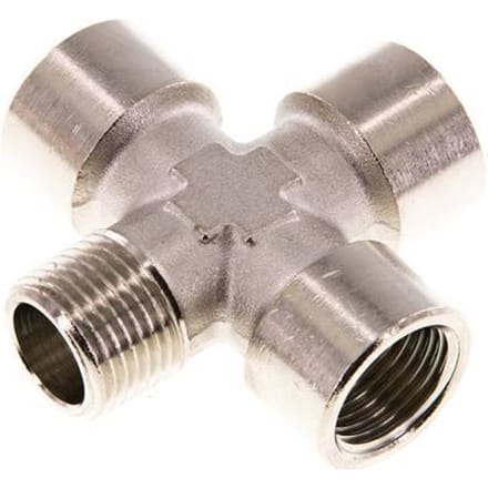 Kruiskoppeling R1/2'' buitendraad - G1/2'' Binnendraad vernikkeld Messing 16 bar (224.8 psi)