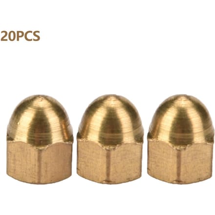 Messing Eikelmoer Kit Koepelkop Dop Zeskantmoeren Set Voertuig Bevestigingsmiddelen (M6, 20 stuks)