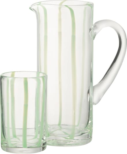 J-Line karaf Strepen - glas - transparant/groen